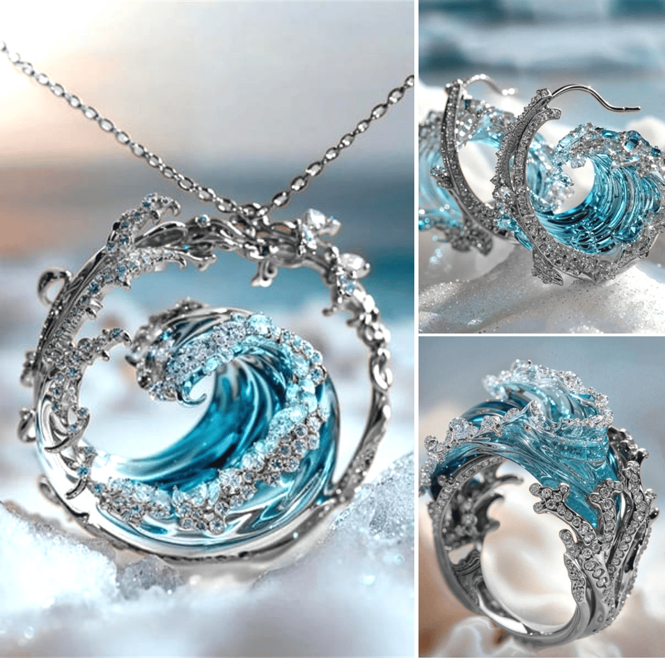 🔥Gorąca wyprzedaż🔥💎Wykwintny zestaw biżuterii z elementem oceanu (naszyjnik/kolczyki/pierścionek)