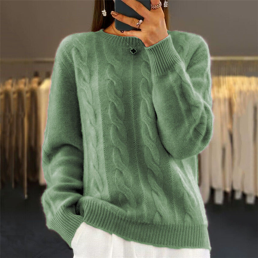 【S-XL】Nov zimski topel ženski pulover iz kašmirja z okroglim izrezom