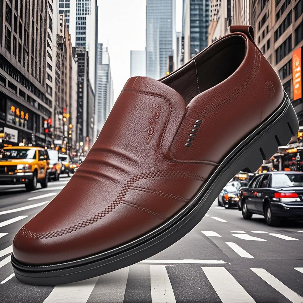 👞Nowe, miękkie, skórzane, z miękką podeszwą, antypoślizgowe, uniwersalne, męskie buty skórzane na co dzień
