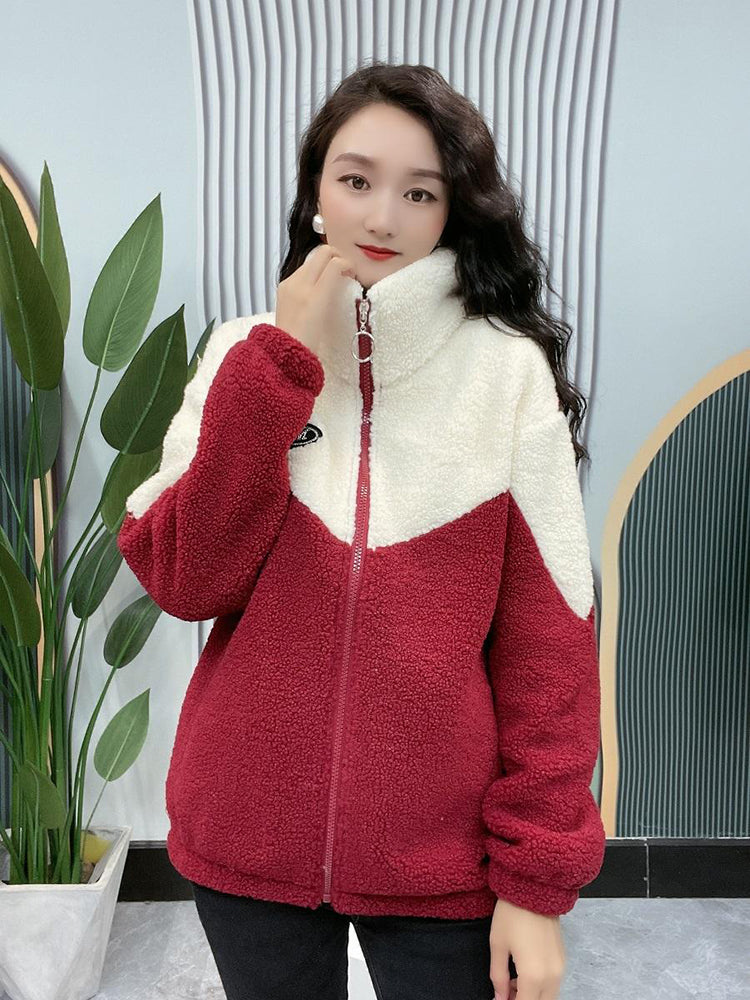 🔥【M-4XL】🐏Χειμερινό μπουφάν fleece, βαμβακερό μπουφάν, παχύρρευστο βαμβακερό μπουφάν από μαλλί αρνιού, ζεστό μπουφάν
