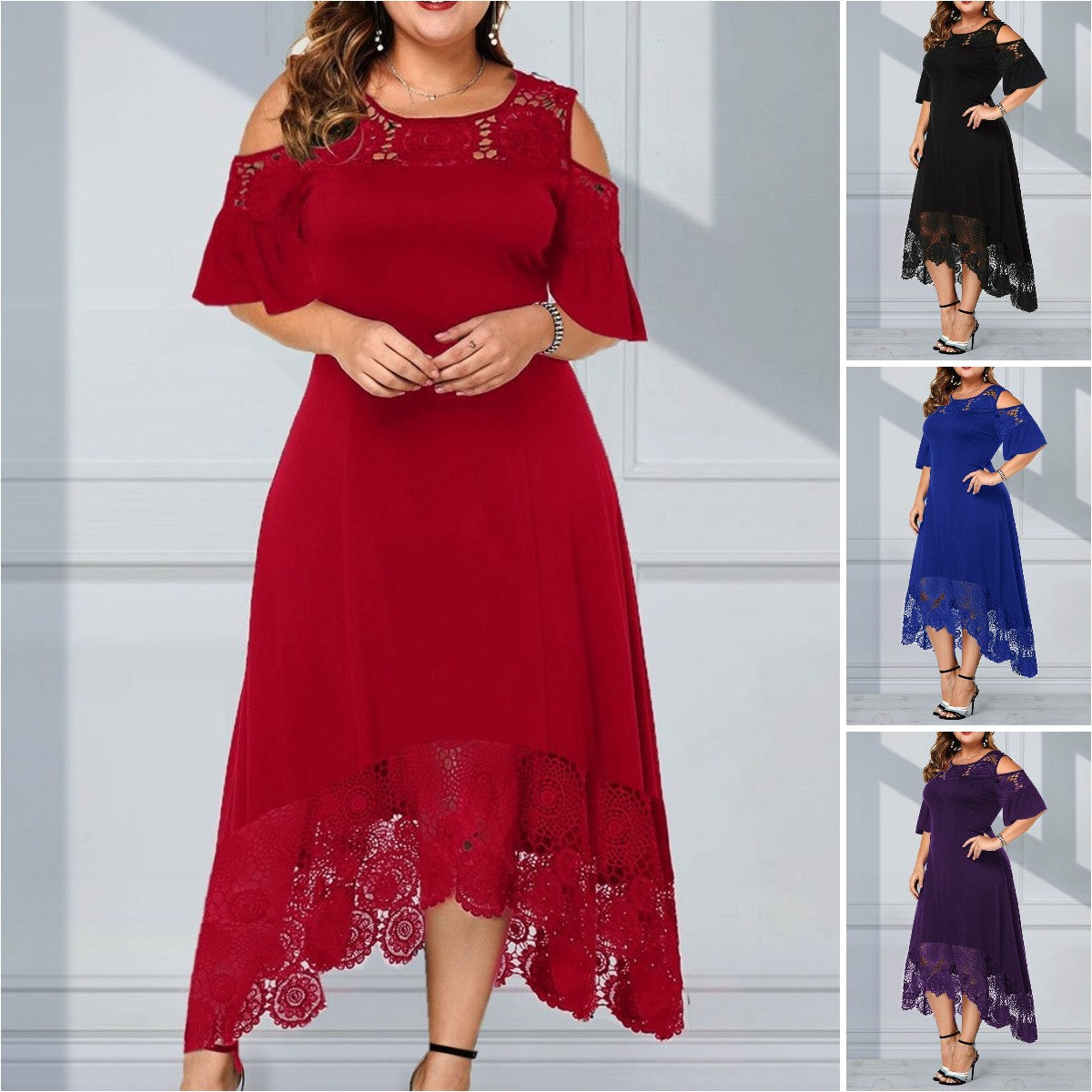 💖💖 【S~5XL】 Rochie din dantelă cu volane, nouă modă 2025