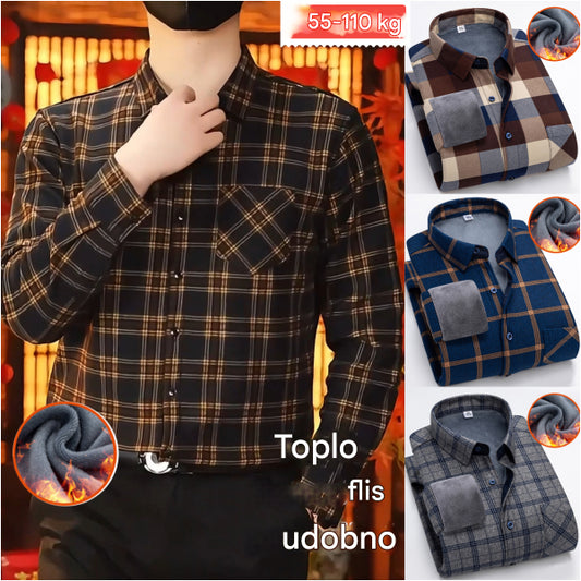 🔥👔【L-5XL】 Ciepła koszula biznesowa z długim rękawem na jesień i zimę