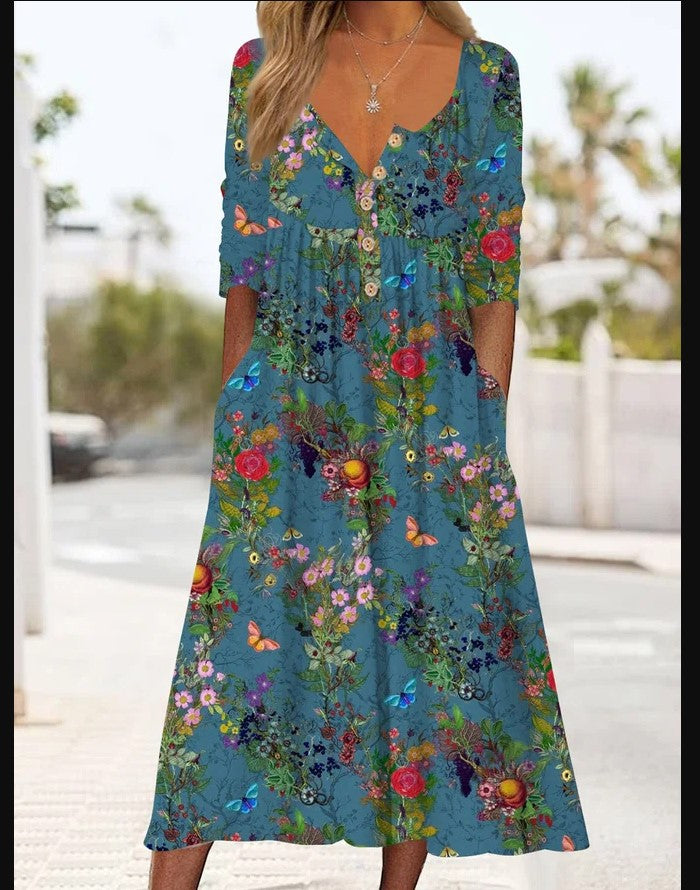 💃✨【S-3XL】Rochie Nouă de Damă 2025 cu Imprimeu la Modă și Buzunare 🔥 Stil Casual & Lejer 👗 Must-Have Vara