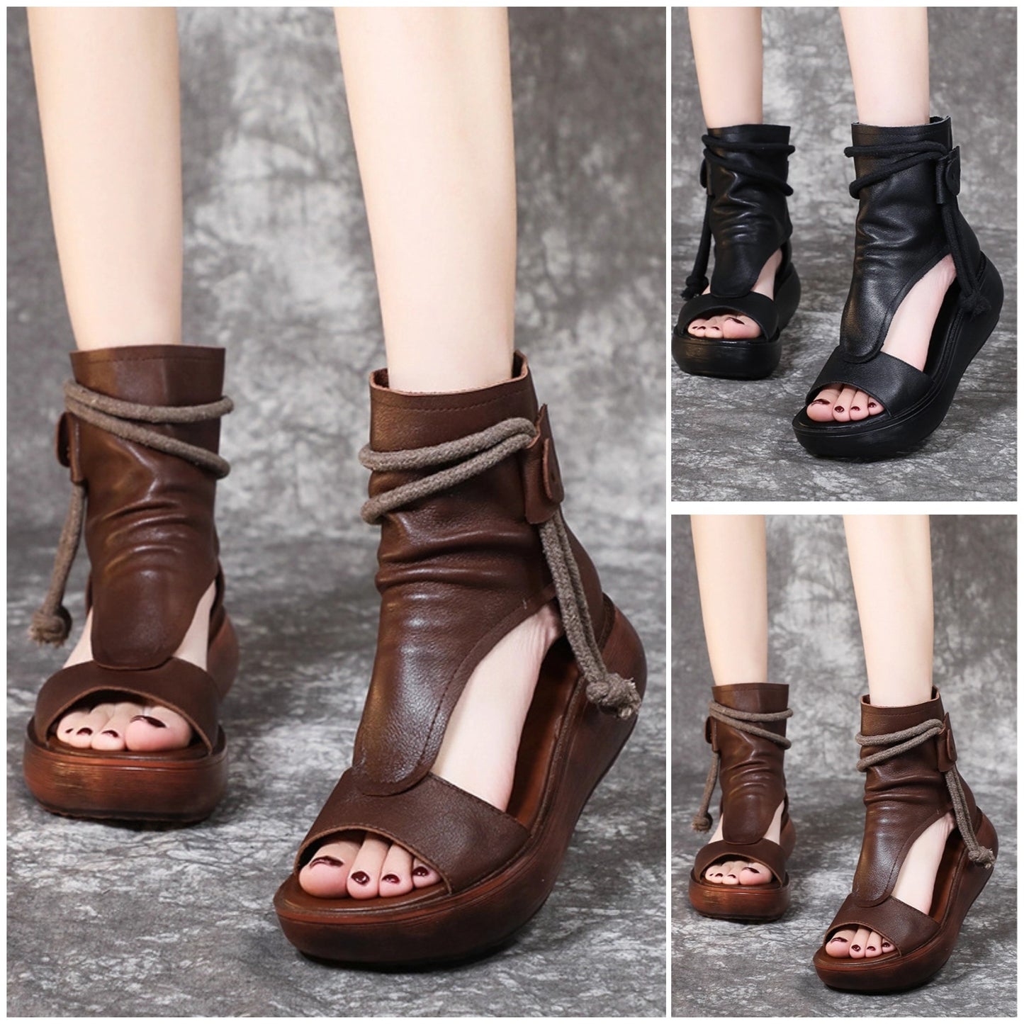 🔥【Reducere limitată de 50%】🤩✨【35-40】 Sandale din piele moale cu gura de pește, la modă nouă, cu talpă groasă
