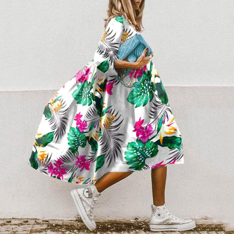 【S~3XL】Ljetne modne uredske svečane haljine s O izrezom Ležerne boho haljine za plažu s pola rukava