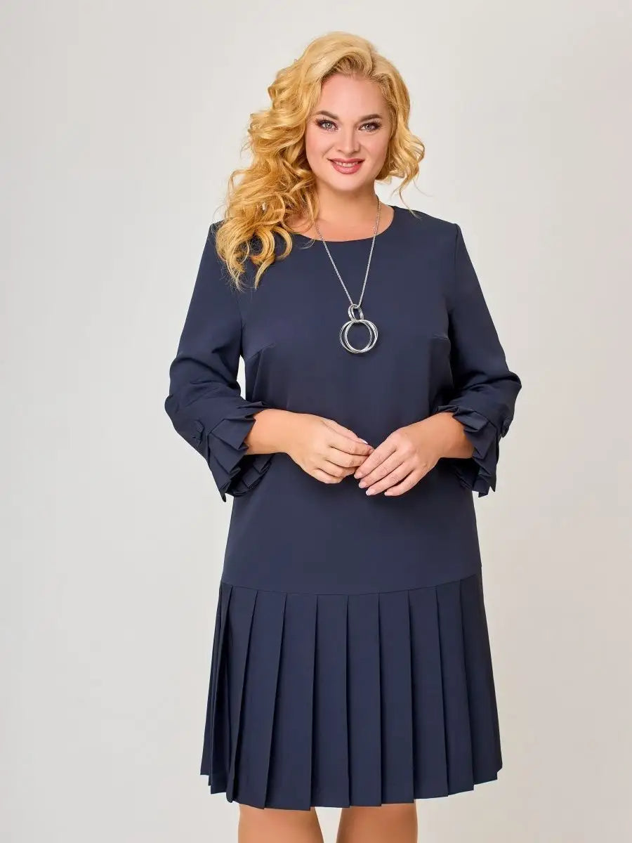 💌【S-5XL】👗 Elegantna jednobojna haljina s okruglim izrezom
