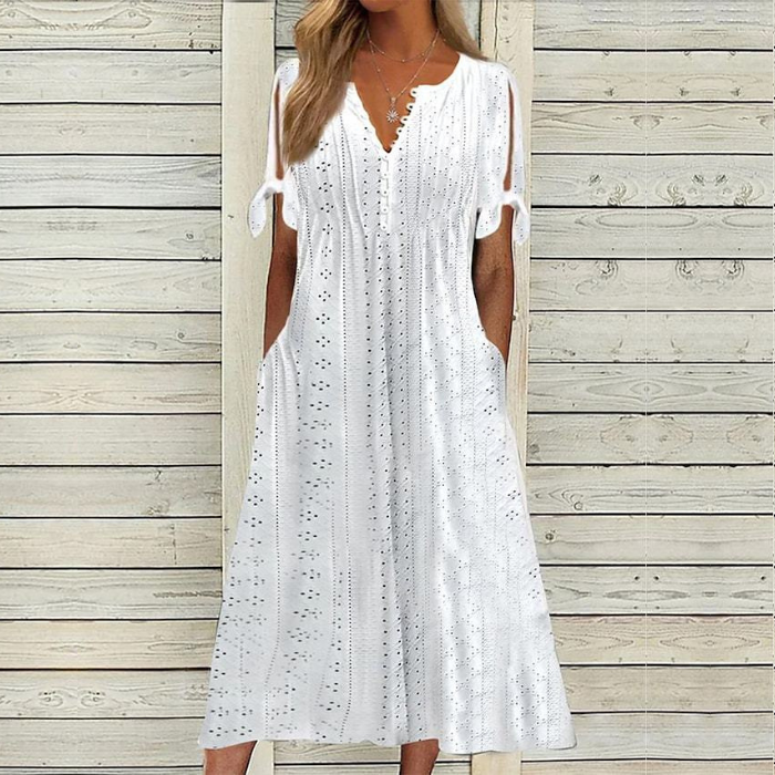👗【S-5XL】 Jednostavna i izvrsna jednobojna haljina