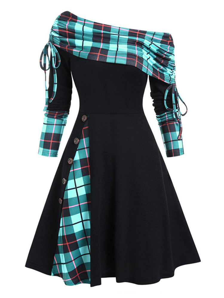 👗【S-3XL】2025 noua moda rochie cu maneca lunga pe un umar