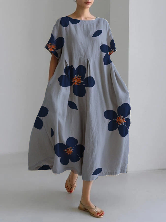 💖Rochie elegantă, casual, cu mânecă scurtă, imprimată, cu decolteu rotund și lejeră