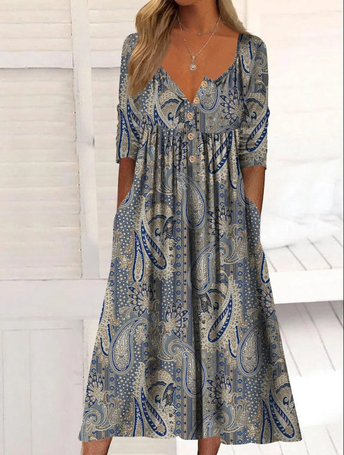 💃✨【S-3XL】Rochie Nouă de Damă 2025 cu Imprimeu la Modă și Buzunare 🔥 Stil Casual & Lejer 👗 Must-Have Vara