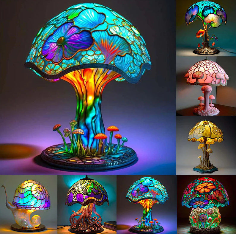 🔥 🍄Stolna lampa od vitraja Gljiva iz serije Plant🎉