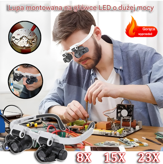 🔍Okulary z lupą 8x, 15x, 23x z LED. Do naprawy zegarków, grawerowania i biżuterii.