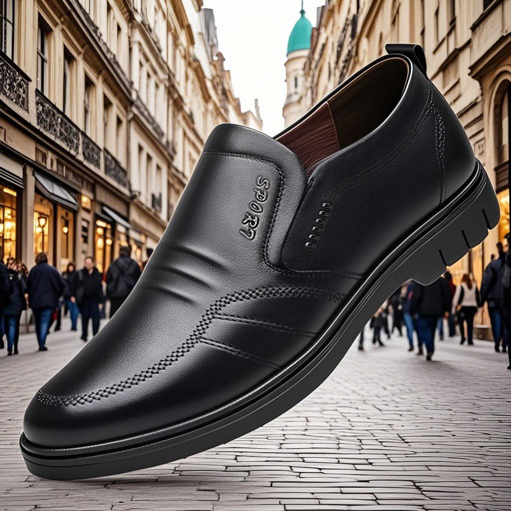 👞Nowe, miękkie, skórzane, z miękką podeszwą, antypoślizgowe, uniwersalne, męskie buty skórzane na co dzień