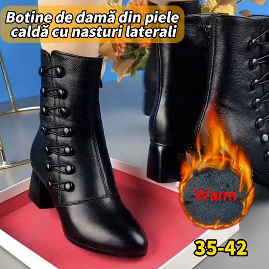 š„š¢ć35-42ćBotine de damÄ din piele caldÄ cu nasturi laterali