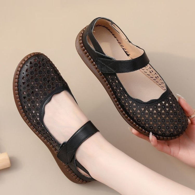 💕Płytkie, płaskie buty damskie w stylu francuskim z dziurkami na czubku, 💙oddychające i wygodne, 🤍Nie boją się upałów latem, nadają się do codziennego użytku, dojazdów do pracy i podróży, można je łączyć ze spódnicami i spodniami