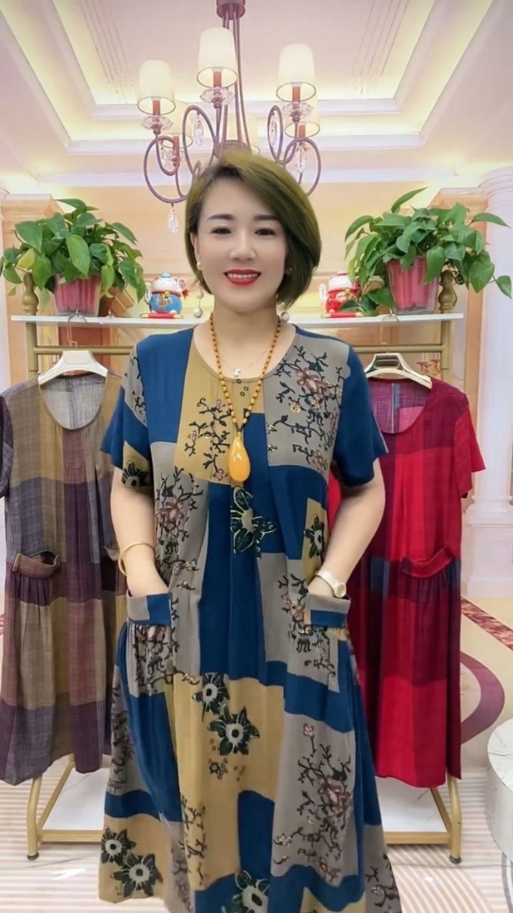 👗❤️【50-100 kg】2025 Rochie de călătorie în carouri, la modă lejeră Rochie confortabilă pentru mamă