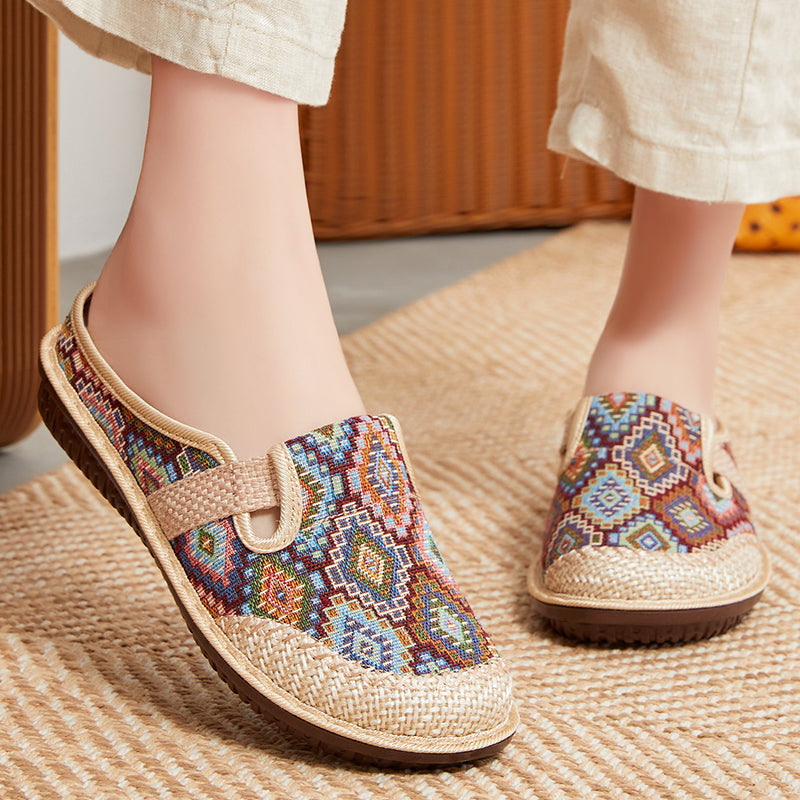 🥰💖【35-41】Kapcie damskie z miękką podeszwą z haftowanego lnu