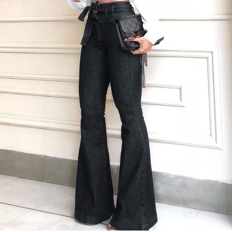 👖Noii blugi cu talie înaltă, micro elastici, cu picioare largi