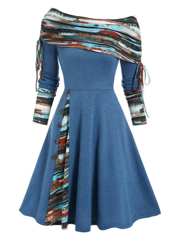 👗【S-3XL】2025 noua moda rochie cu maneca lunga pe un umar
