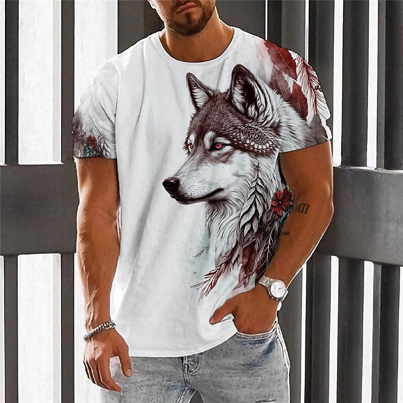 🌟👕【2XS-6XL】🏆Ljetni novi proizvod-muška majica s printom vukova-pamuk prijatan koži, mekan i prozračan