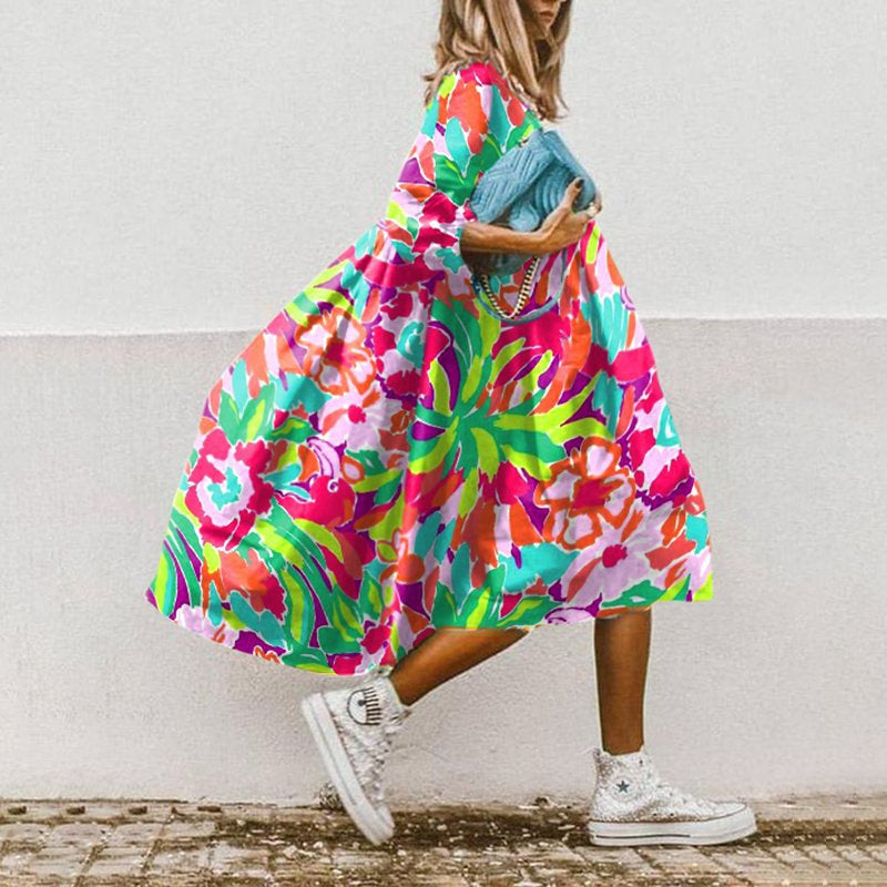 【S~3XL】Ljetne modne uredske svečane haljine s O izrezom Ležerne boho haljine za plažu s pola rukava