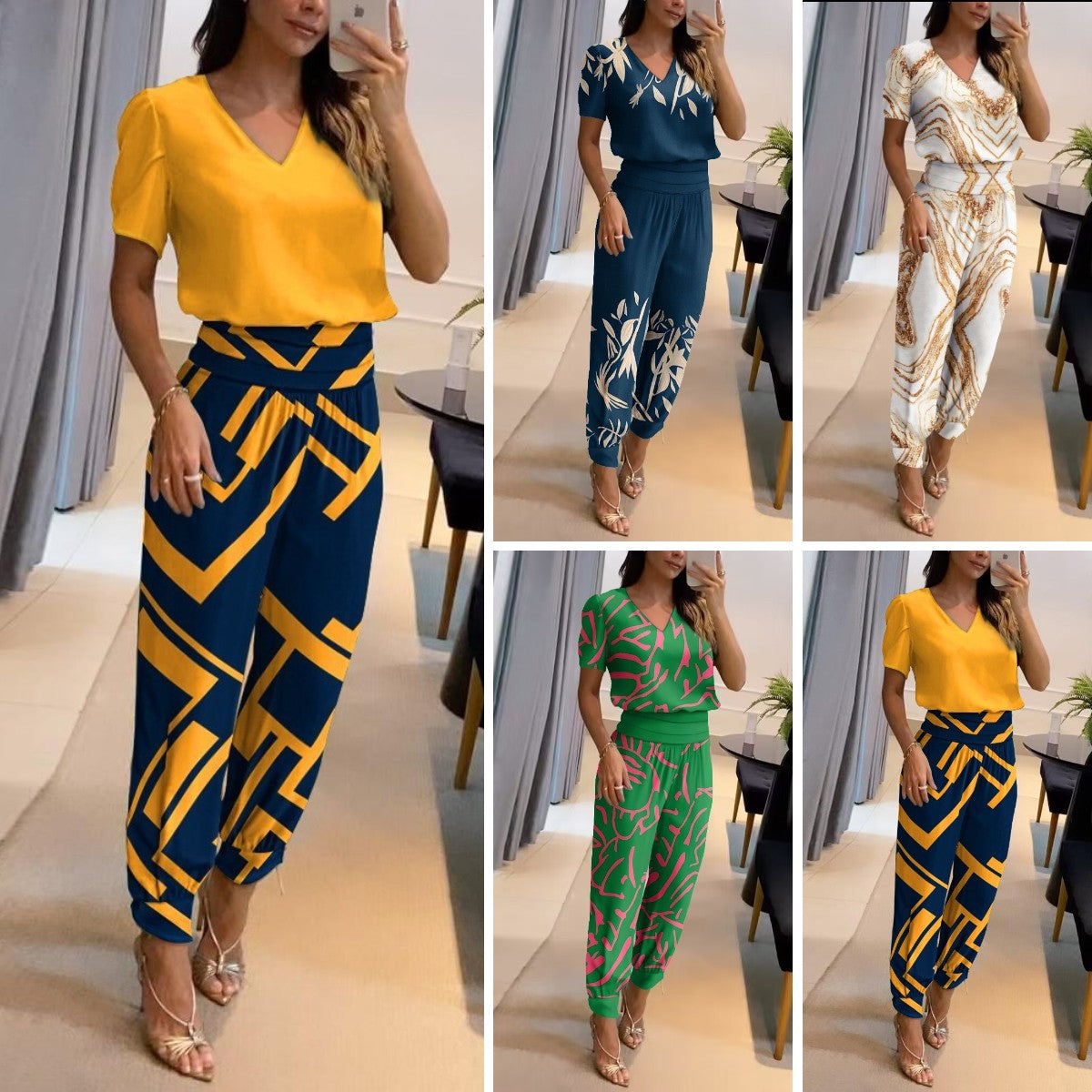 ✨💕【top+hlače】Žensko ležerno dvodijelno odijelo s printom