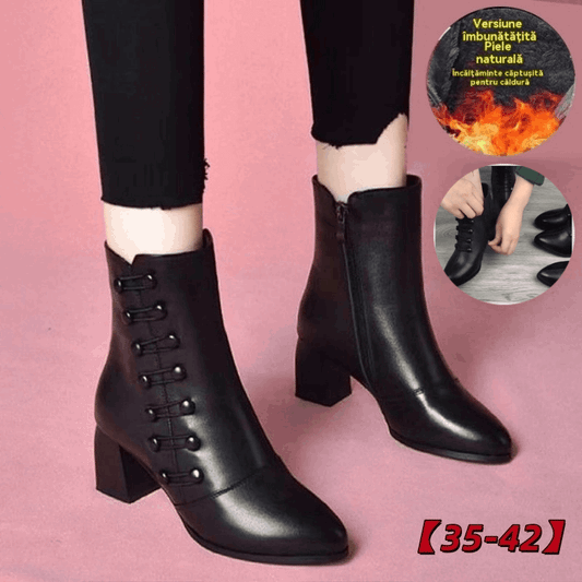 🔥👢【35-42】Botine de damă din piele caldă cu nasturi laterali