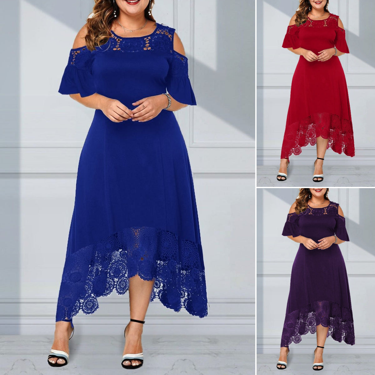 💖💖 【S~5XL】 Rochie din dantelă cu volane, nouă modă 2025