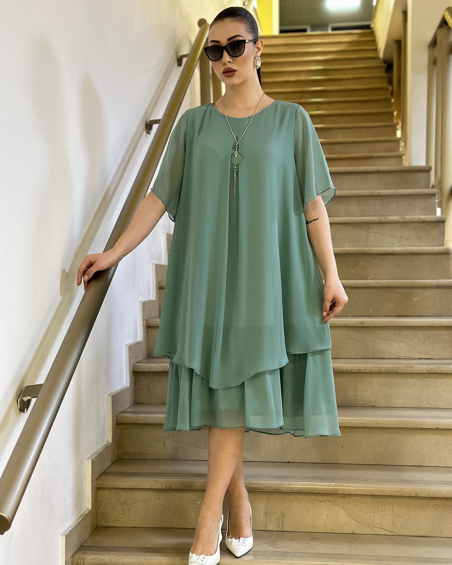 šćS-5XLćš Rochie lungÄ elegantÄ Či de sifon, design de Ć®naltÄ calitate