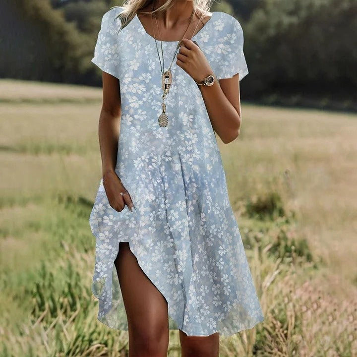💖【S-3XL】👗2026 Nova ljetna ležerna haljina s okruglim izrezom i printom