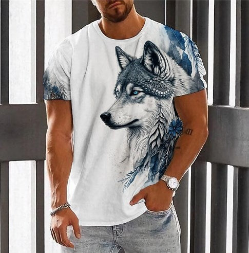 🌟👕【2XS-6XL】🏆Ljetni novi proizvod-muška majica s printom vukova-pamuk prijatan koži, mekan i prozračan