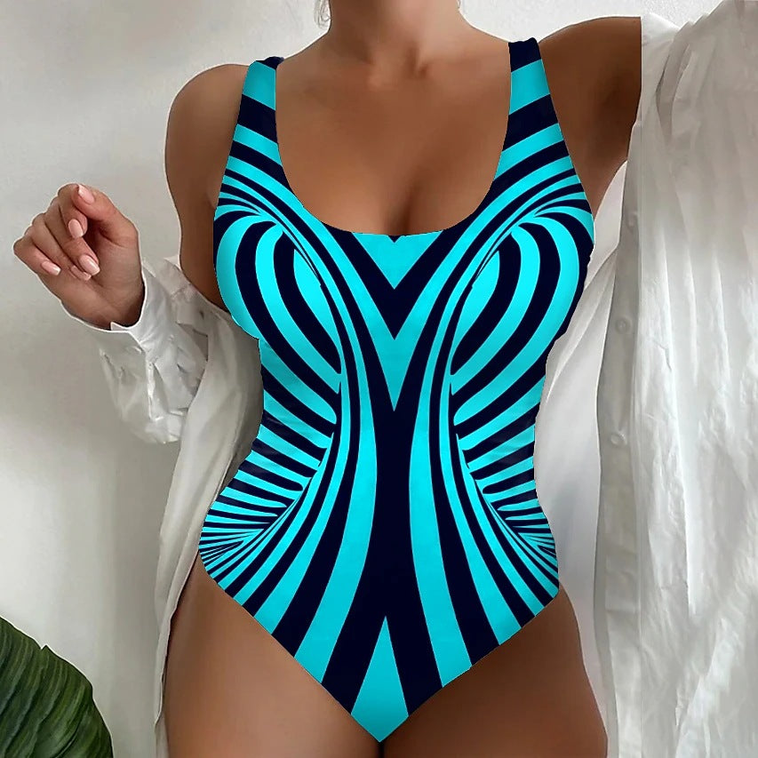 【Vruća rasprodaja 🌟】【😍S~6XL】Seksi prugasti jednodijelni kupaći kostim