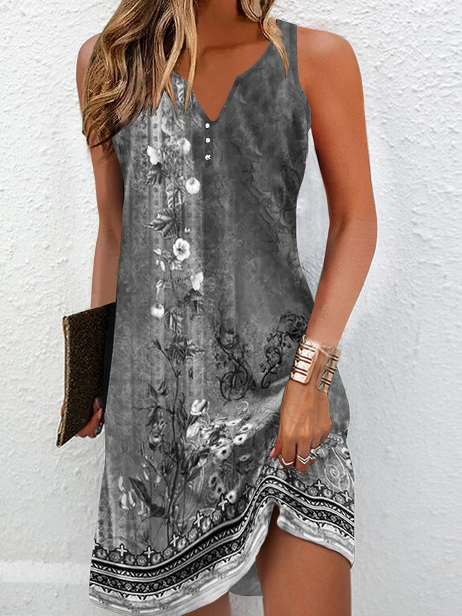 💖👗Rochie imprimată fără mâneci