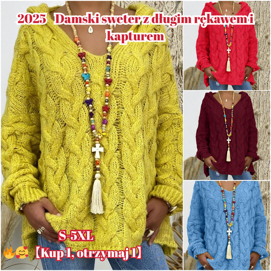 🔥🥰2025 Damski sweter z długim rękawem i kapturem