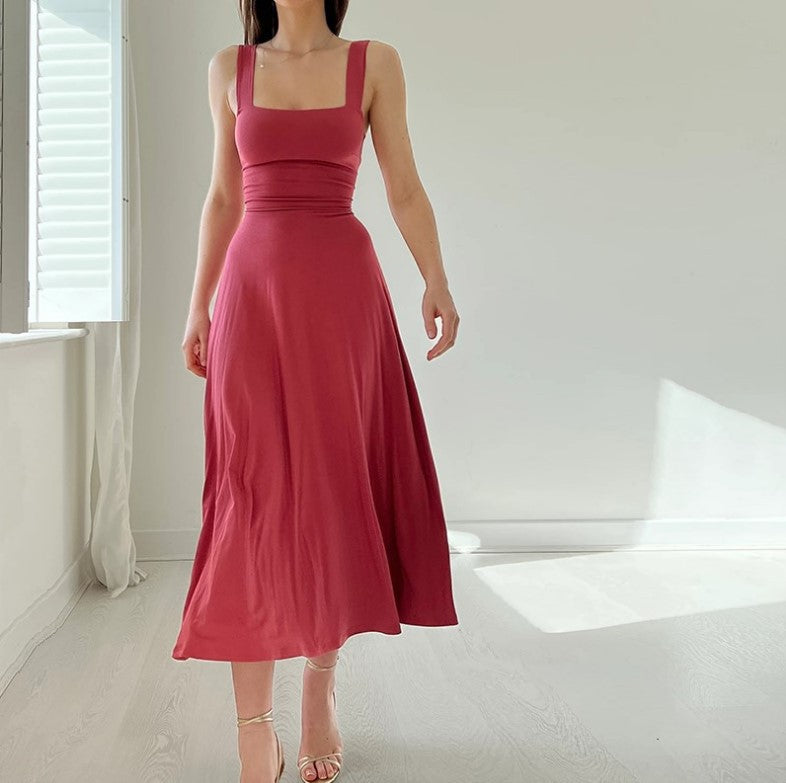 【50%OFF】👗【XS-3XL】Rochie de vară pentru femei, cu bretele groase, cu talie subțire