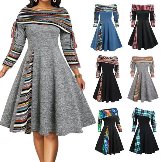 👗【S-3XL】2025 noua moda rochie cu maneca lunga pe un umar