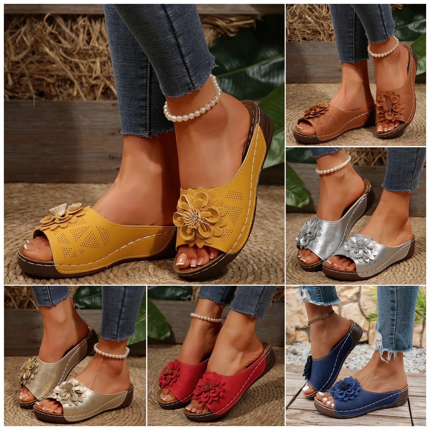 🔥🎀【36-43】Nove moderne ženske sandale s cvjetnim uzorkom na platformu, mekano dno za apsorpciju udaraca, udobno hodanje bez umora