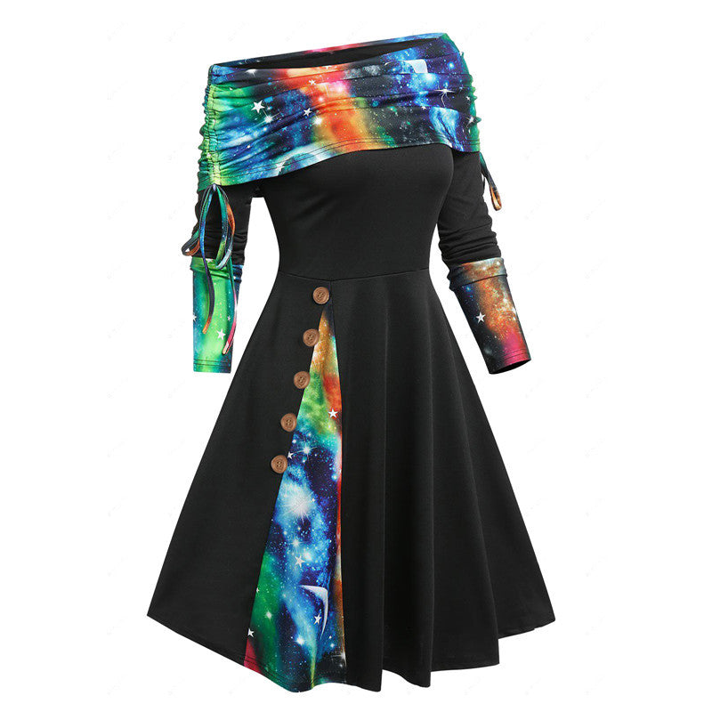 👗【S-3XL】2025 noua moda rochie cu maneca lunga pe un umar
