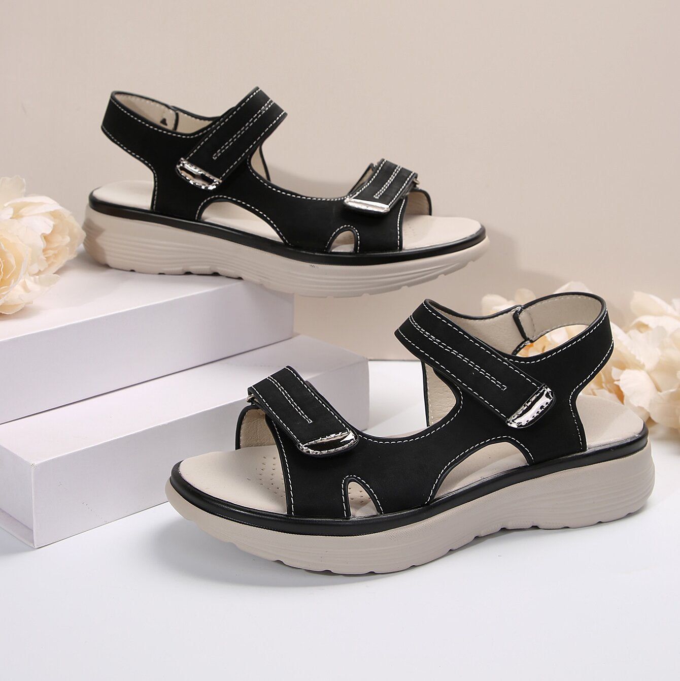 👡【36-43】2025 noi sandale casual de marime mare pentru femei, stil sport sandale confortabile cu gura de pește într-o linie