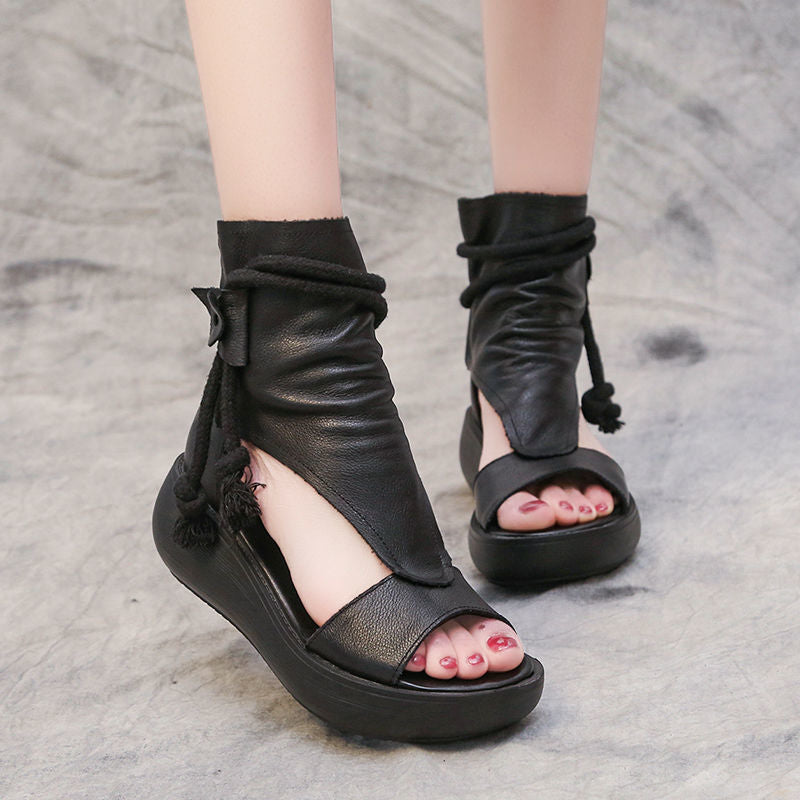 🔥【Reducere limitată de 50%】🤩✨【35-40】 Sandale din piele moale cu gura de pește, la modă nouă, cu talpă groasă
