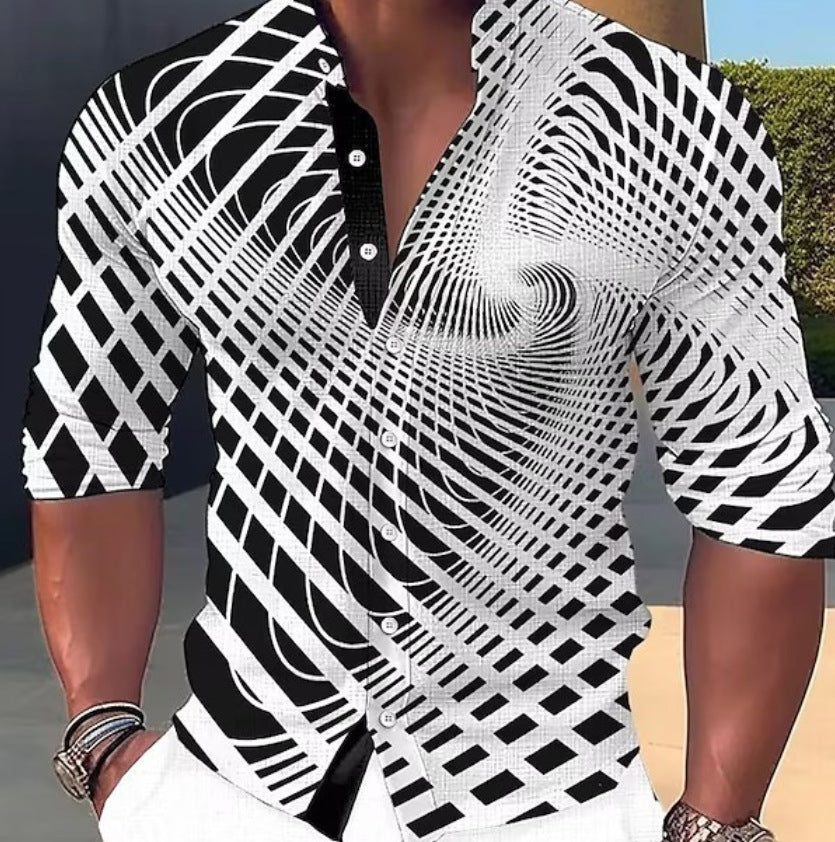 🔥👔【S-6XL】Cămașă bărbați din bumbac cu imprimeu