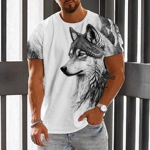🌟👕【2XS-6XL】🏆Ljetni novi proizvod-muška majica s printom vukova-pamuk prijatan koži, mekan i prozračan