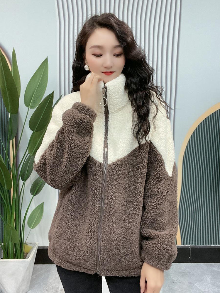 🔥【M-4XL】🐏Χειμερινό μπουφάν fleece, βαμβακερό μπουφάν, παχύρρευστο βαμβακερό μπουφάν από μαλλί αρνιού, ζεστό μπουφάν