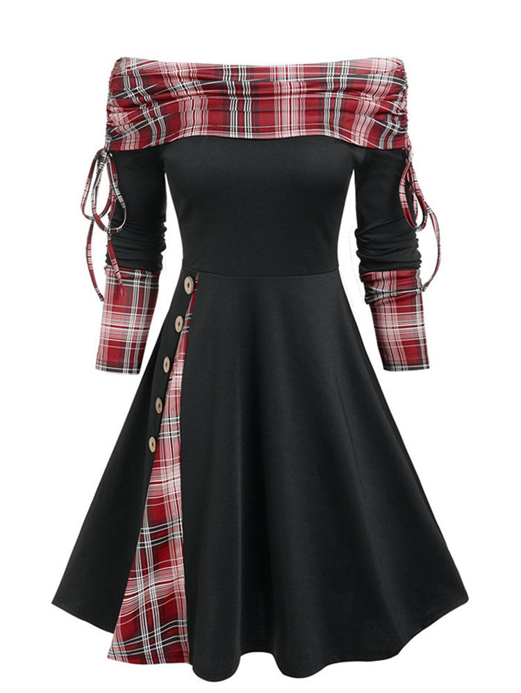 👗【S-3XL】2025 noua moda rochie cu maneca lunga pe un umar
