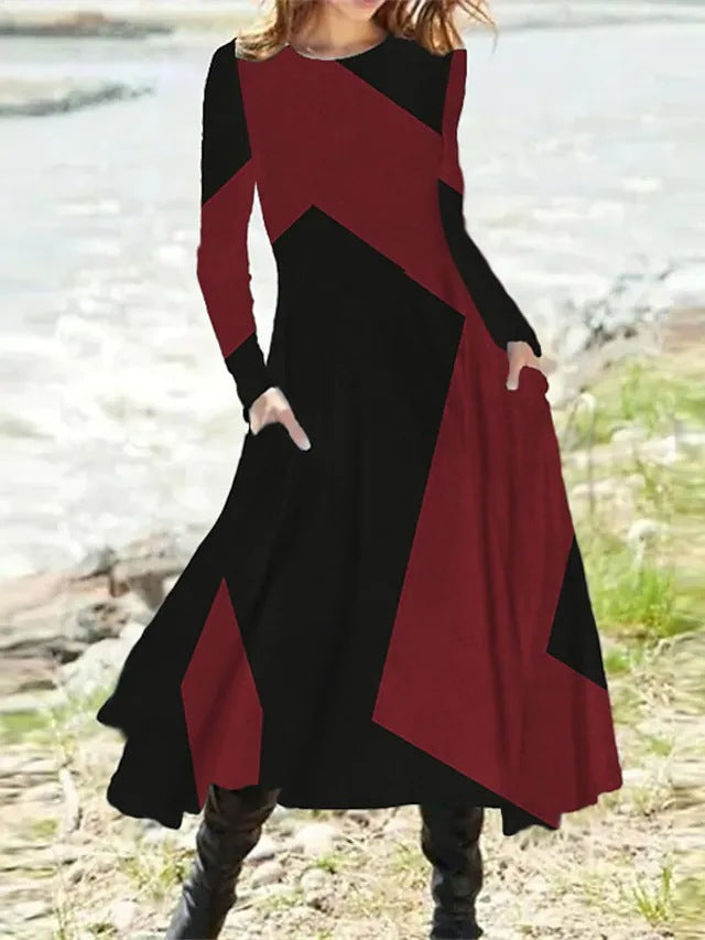 【S-5XL】Klasična vintage haljina dugih rukava