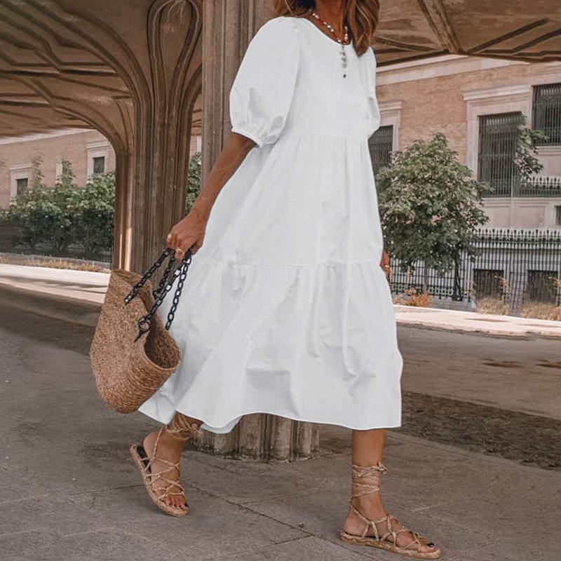 【S-5XL】Rochie de vară pentru femei în stil boem, rochie vintage cu gât rotund de diferite culori
