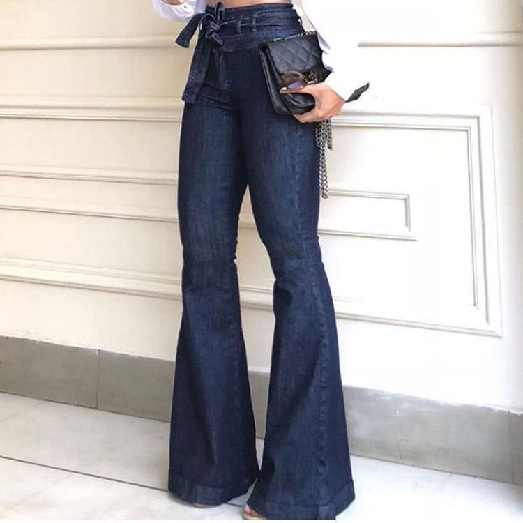 👖Noii blugi cu talie înaltă, micro elastici, cu picioare largi