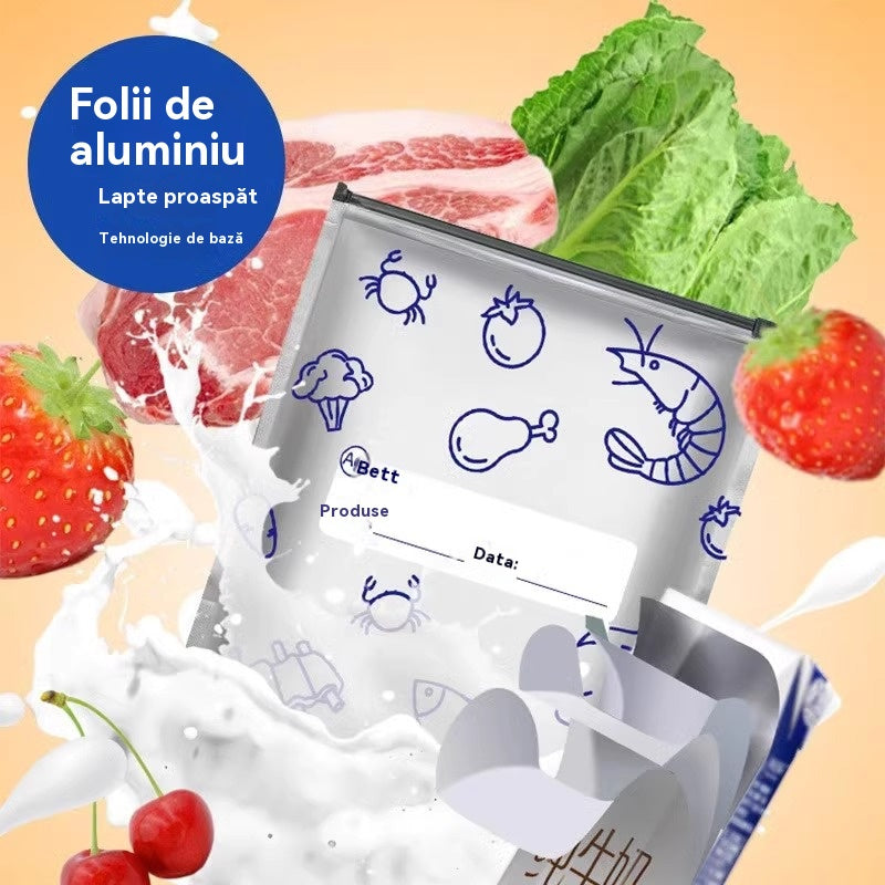 š„š„Un total de 90 de pungi antibacteriene din folie de aluminiu, super uČor de utilizat, pentru pÄstrarea prospeČimii.