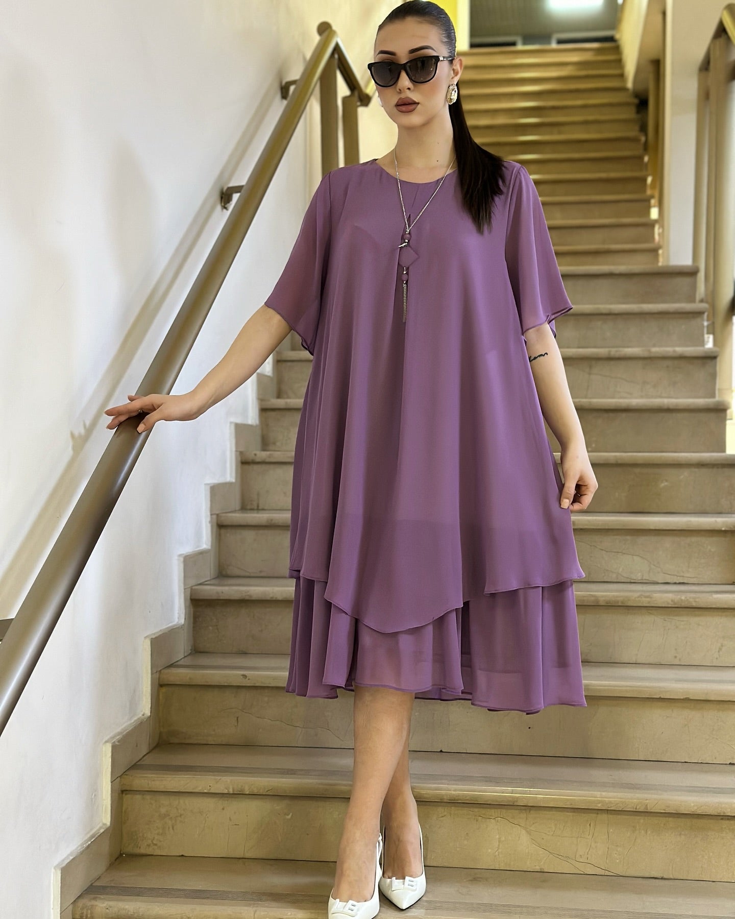 šćS-5XLćš Rochie lungÄ elegantÄ Či de sifon, design de Ć®naltÄ calitate