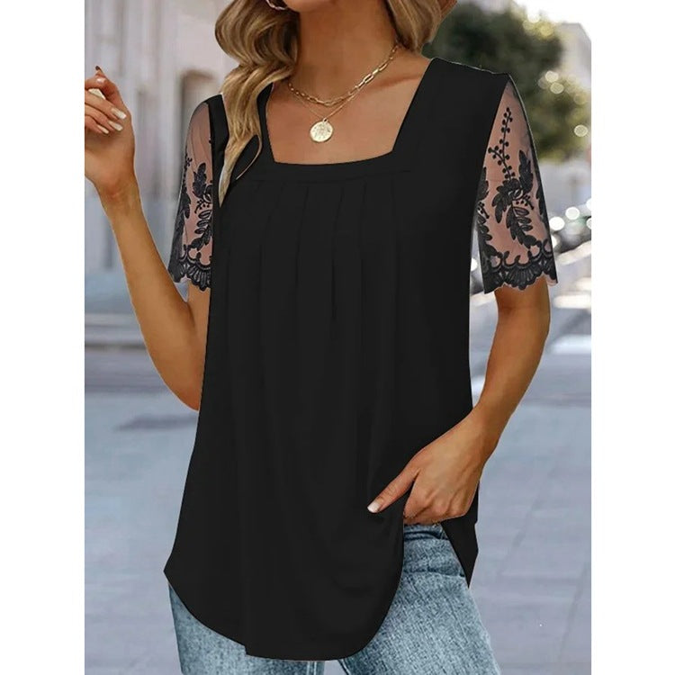 š„š„2025 nou tricou din dantelÄ cu guler pÄtrat pentru femei